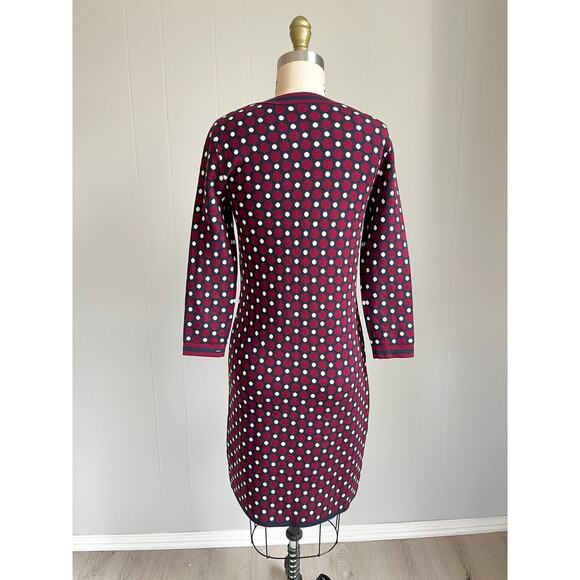 Boden Holly Polka Dot Sweater Dress 2 Bodycon Knit Burgundy Preppy Stretchy - Picture 6 of 15
